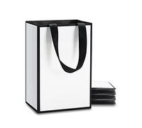 YACEYACE - Mini bolsas de regalo, 10 bolsas de regalo de papel blanco y negro de 5.25 x 3.75 x 8 pulgadas, bolsas de regalo de boda, bolsas de regalo de papel blanco y negro con asa, bolsas de regalo