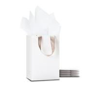 YACEYACE Pequeñas bolsas de regalo con papel de seda, 10 unidades, 13,3 x 9,5 x 20,3 cm, pequeñas bolsas de papel blanco con asas, bolsas de papel kraft blancas, cumpleaños de bebé, merchandises