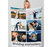 Yacheng Manta Personalizada,Manta De Collage De Fotos con Texto De Franela Personalizable,Adecuada para Adultos Y Niños,Regalo Personalizado para Familiares,Amigos Y Mascotas (6 Foto)