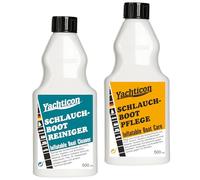 YACHTICON Kit de limpieza y cuidado para botes inflables, 2 x 500 ml, juego especial para botes inflables de PVC, goma y Hypalon, limpieza y protección UV en uno, elimina aceite, suciedad y depósitos