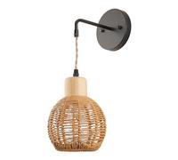 YACNYWJA Lámpara De Pared De Ratán De Estilo Japonés, Lámpara De Montaje En Pared Tejida Para Sala De Estar Del Dormitorio, Iluminación De Aplique De Granja Retro Con Base E27, Lámparas Colgantes Pare