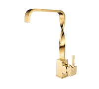YACODLUL Brush Gold Bathroom Basin Kitchen Faucet Hot Cold Wash Mixer Crane Tap 360 Rotation Sink Faucets Single Handle(Golden Kitchen)