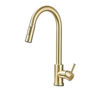 YACODLUL Brushed Gold Kitchen Faucet Pull out Kitchen Sink Water Tap Single Handle Mixer Tap 360 Rotation Kitchen Shower Faucet(Type A Gold)