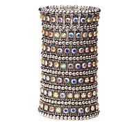 YACQ Pulseras elásticas de varias capas para mujer, se adaptan a varios tamaños de muñeca, banda elástica suave, sin plomo ni níquel, Metal, Diamantes de imitación