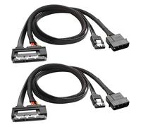 YACSEJAO 0,5 m 22 pines (7 + 15) SATA 3.0 cable de alimentación y datos para HDD, SSD, 6 Gbps SATA 7 + 15 pines hembra a conector IDE de 4 pines 2 en 1, adaptador de cable de alimentación, 2 unidades