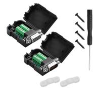 YACSEJAO 1 Par DB9 Breakout Conector RS232 D-Sub 9 Pines Puerto Masculino+Femenino Adaptador Serial Sin Soldadura Conector Terminal Módulo de Señal con Estuche (B, Tuerca)