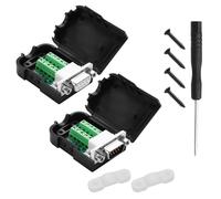 YACSEJAO 1 Par DB9 Breakout Conector RS232 D-Sub 9 Pines Puerto Masculino+Femenino Adaptador Serial Sin Soldadura Conector Terminal Módulo de Señal con Estuche (A, Tuerca)