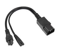 YACSEJAO 10A/250V C14 a C5 + C7 Y Splitter Cable Enchufe Enchufe IEC320 C14 a C5 + C7 Y Split Cable de alimentación Corto (1FT/30CM)