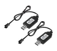 YACSEJAO 2 Pack Cable Cargador USB con Conector SM-2P Plug Compatible con 7.4V 1000mA LiPo Baterías para RC Drones Vehículo Buggy Coche Camión Barco