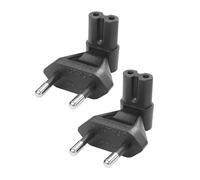 YACSEJAO 2 unidades de adaptador de corriente EU macho a IEC320 C7, ángulo de 90 grados, enchufe europeo a IEC320 C7 (CEE 7/16) hembra, adaptador de viaje universal para TV, PC, ordenador, monitor,