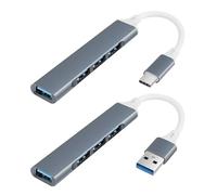 YACSEJAO 2 Unidades Hub Tipo C a USB, Ultradelgado de 4 Puertos, Adaptador de Expansión Multipuerto para Ordenador Portátil, Teclado, Ratón, Mac, Unidad Flash, Disco Duro