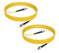 YACSEJAO 2M ST a ST cable de conexión de fibra monomodo de fibra de punta recta Conector Simplex 9/125 monomodo de fibra óptica ST/ST cable de conexión óptica, 2 Pack