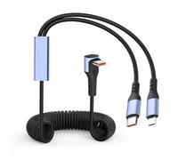 YACSEJAO 66W 90 grados USB-C muelle retráctil Splitter cable de carga con conector Micro-USB+Tipo-C para teléfono, PC, Android, cable de carga rápida USB-C sin enredos (tipo C + micro USB)