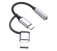 YACSEJAO Adaptador de cable de audio 2 en 1 USB + tipo C a 3,5 mm, convertidor universal de auriculares para escritorio, laptop, teléfonos inteligentes tipo C y más