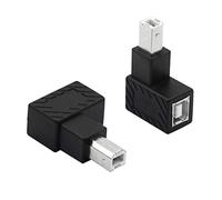 YACSEJAO Adaptador de Impresora USB 2.0 Tipo B, 2 Unidades de 90 Grados USB 2.0 B Macho a Hembra Tipo B, Adaptador de Impresora para Impresora, escáner, Disco Duro móvil y más ((ángulo Izquierdo))