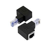YACSEJAO Adaptador Ethernet Cat5e / Cat6 RJ45, 2 Paquetes de 90 Grados Ethernet RJ45 / 8P8C Adaptador de ángulo Recto Macho a Hembra Soporte Cat6 / Cat5e ((Abajo))