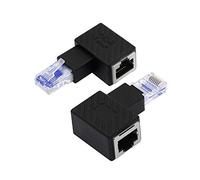 YACSEJAO Adaptador Ethernet Cat5e / Cat6 RJ45, 2 Paquetes de 90 Grados Ethernet RJ45 / 8P8C Adaptador de ángulo Recto Macho a Hembra Soporte Cat6 / Cat5e (Izquierda)
