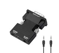 YACSEJAO Adaptador HDMI a VGA con Conector de Audio de 3,5 mm Convertidor HDMI Hembra a VGA Macho, Compatible para computadora, computadora portátil, PC, Monitor, proyector, HDTV, Xbox y más