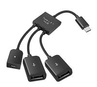 YACSEJAO Adaptador OTG USB C a USB dual, 4 puertos tipo C macho a 2 USB y micro hembra OTG Hub Splitter para tabletas Android, teléfonos inteligentes y más