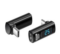 YACSEJAO Adaptador USB C en forma de L con indicador LED, 140 W, 40 Gbps, 90 grados, USB tipo C macho a hembra, carga rápida, indicador de monitoreo, detector