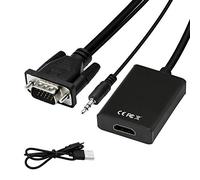 YACSEJAO Adaptador VGA a HDMI 1080P VGA macho a HDMI hembra convertidor para computadora, escritorio, portátil, PC, monitor, proyector, HDTV con cable de audio y cable USB