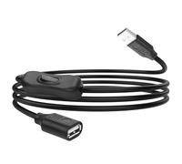 YACSEJAO Cable alargador USB con interruptor de encendido/apagado de 90 grados, 1,5 m, USB A 2,0 macho a hembra, cable de extensión compatible con datos y corriente para tiras LED, ventiladores USB,