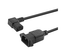 YACSEJAO - Cable de alimentación IEC C14 a C13 (250 V, 10 A, conector C14 a IEC 320 C13 hembra, 90°, cable de extensión de ordenador, para PC, monitor HDTV y escáner, 1,5 m)