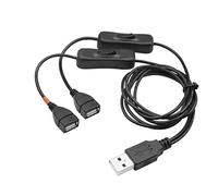 YACSEJAO Cable divisor USB con interruptor USB A 2.0 macho a doble USB hembra Jack Y Distribuidor ON/OFF Cable de carga (1 M/3,3 FT) (1 m)