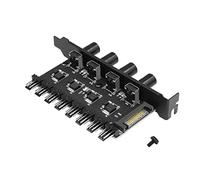 YACSEJAO - Hub de ventilador de PC de 8 canales, 4 perillas de 12 V, 4 pines, controlador de velocidad de ventilador de refrigeración para CPU, carcasa de CPU, VGA PWM, soporte PCI (4 perillas SATA)