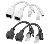 YACSEJAO - Juego de 2 pares de inyectores y divisores PoE pasivos con conector adaptador de alimentación CC de 5,5 x 2,1 mm, color negro y blanco