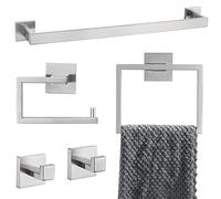 YACVCL Juego de Accesorios de baño de 5 Piezas, Toalla, Barra de Papel higiénico, Soporte de Toalla de Acero Inoxidable Premium, Accesorios de baño contemporáneos montados en la Pared (Cepillado)