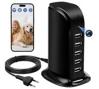 Yadayuki MiniCámara Espía HD 1080p, Cámara Oculta WiFi 2,4/5 GHz, Cargador USB de 5 Puertos Microcámara Oculta con Detección de Movimiento/Grabación en Bucle y Visualización Remota