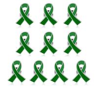 Yadiana 10 pines de cinta verde, alfileres de solapa esmaltados para concienciación sobre la salud mental a granel, broche de cinta verde, pines de esperanza para campaña de caridad pública