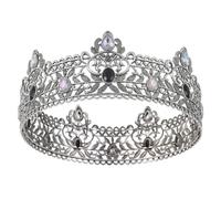 YADIRF Coronas de metal para hombre, cumpleaños, graduación, fiesta de regreso a casa, corona de rey para festivales, bodas, baby shower (plata oscura con piedra colorida 2)