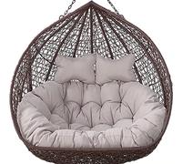 Yadlan Doble Cojín de Algodón Jardín Terraza Sillón Columpio de Ratán Mimbre Huevo, Hamaca Colgante Espesado Gran Tamaño Interior Exterior, 150 cm, Silla No Incluida, Color:Gris