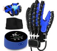 Yadlan Guante Rehabilitación Robot, Guantes Rehabilitación Dedos Ictus, Dispositivo Recuperación Función Mano, Equipo Recuperación Mano(Size:Left Hand L,Color:Azul)