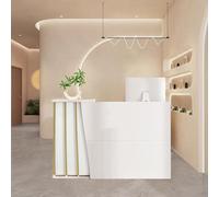 Yadlan Mostrador Recepcion Madera con 4 Espacio de Almacenamiento Mostradores para Tiendas con 2 Cajones para Recepción para Oficina Clínica Tienda Ropa B 140cm