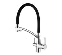 YADLCR Grifo De Cocina De 3 Vías, Mezclador De Fregadero para Sistemas De Ósmosis, Grifos De Cocina De Latón 3 En 1 para Agua Potable con Doble Palanca, Giratorio De 360 ° (Color : Silver)