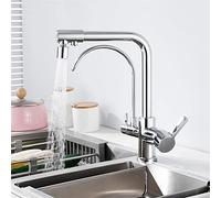 YADLCR Grifos de Cocina de 4 vías Ósmosis con Grifo de Filtro de Agua Potable, 4 en 1 Grifo de Filtro Mezclador de Cocina, Giratorio de 360 Grados, manija Doble de latón Macizo (Color : Chrome)