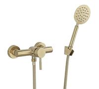 YADLCR Mezclador de baño con Cabezal de Ducha de Mano, Monomando de Acero Inoxidable Dorado Cepillado Mezclador de Ducha de Pared para baño con Soporte y Manguera de 150 cm