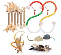 YADOBIG 10 Piezas Juguetes para Gatos con 2 Cuerda de Morder, 6 Juguetes con Palitos de Hierba Gatera y 2 Juguetes para Ratones para Limpiar los Dientes y Aliviar el Estrés（4 Tipos）