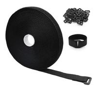 YADOBIG 10mx2cm Sujetacables Reutilizables, Bridas para Cables Reutilizables con 50 Hebillas, Bridas para Cables Reutilizables de Iongitud de Corte Libre