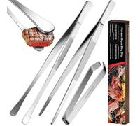 YADOBIG 3 Pinzas de Cocina, Pinza Cocina 30cm*2 & 12cm, Pinzas de Acero Inoxidable, para Presentación de Platos, Barbacoa, Blanco