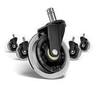 YADOBIG 5 Piezas Ruedas Para Silla Oficina, 11 x 22 mm Silencio Ruedas Silla Oficina Goma, para Todo Tipo de Suelos, 3 Pulg.