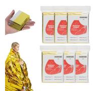 YADOBIG 6 Piezas Manta Termica Supervivencia, 160 x 210cm Manta Termica Emergencia de Dorado Plateado para al Aire Libre, Senderismo, Supervivencia, Frío, Aislamiento, Impermeable, Reutilizable