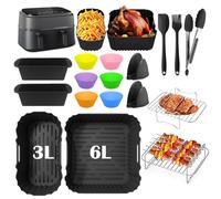 YADOBIG Airfryer Accesorios Compatible con Philips Airfryer Dual Basket 3000 Series 3L/6L, NA350 Accesorios Freidora de Aire, Incluyendo Molde de Silicona Set de Accesorios, Pinzas de Cocina, etc
