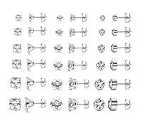 YADOCA 18 Pares Plata Pendientes Mujer Hombre Set Pendientes Circoniña De Acero Inoxidable Hipoalergénico Pendientes Brillantes Diamante Pendiente De Cartílago Helix Piercing 3-8mm