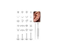 YADOCA 18G Piercing Tragus Mujer Acero Quirurgico Hipoalergénico Zircone Cubica Roscado Interno Pendientes Cartilago Oreja Piercing Nariz Tragus Helix Labret Conch Labio Plata 6/7/8/10mm