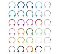 YADOCA 30 Pcs 16G Acero Inoxidable Herradura Septum Piercing Nariz Piercing Joyería Ceja Labio Anillos Aro Cartílago Helix Tragus Pendiente para Mujeres Hombres 8MM 10MM