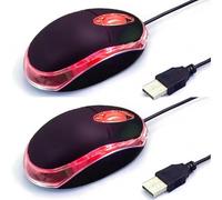 Yadojingcn Paquete de 2 mini ratones ópticos, mouse USB con cable con diseño ergonómico para portátiles y PC, oficina, hogar, escuela, niños (negro)
